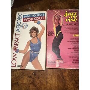 Jazzercise 1985 Live & Jane Fonda Low Impact Aerobic VHS Lot Of 2